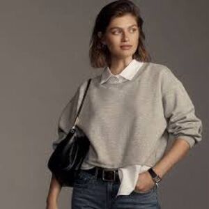 Maeve Layered Oversized Two-fer Sweatshirt